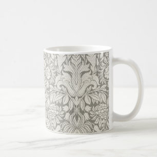 elegant formell vit damastspets brokad kaffemugg