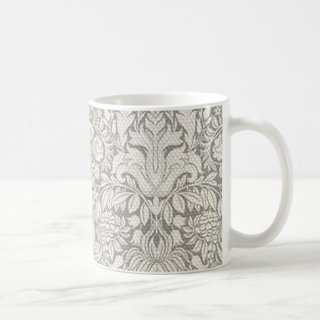 elegant formell vit damastspets brokad kaffemugg (Höger)