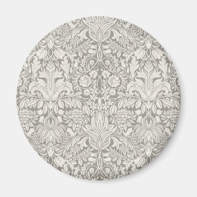 elegant formell vit damastspets brokad magnet (Framsidan)