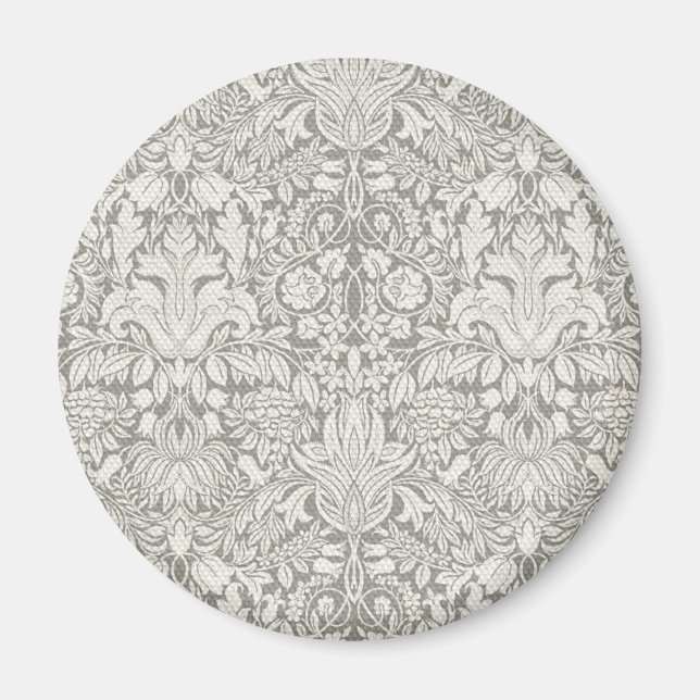 elegant formell vit damastspets brokad magnet (Framsidan)