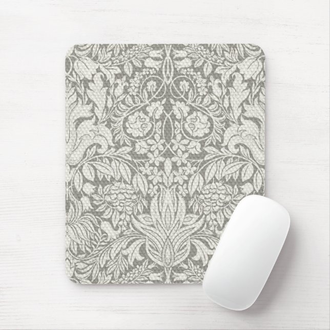 elegant formell vit damastspets brokad musmatta (Med mus)