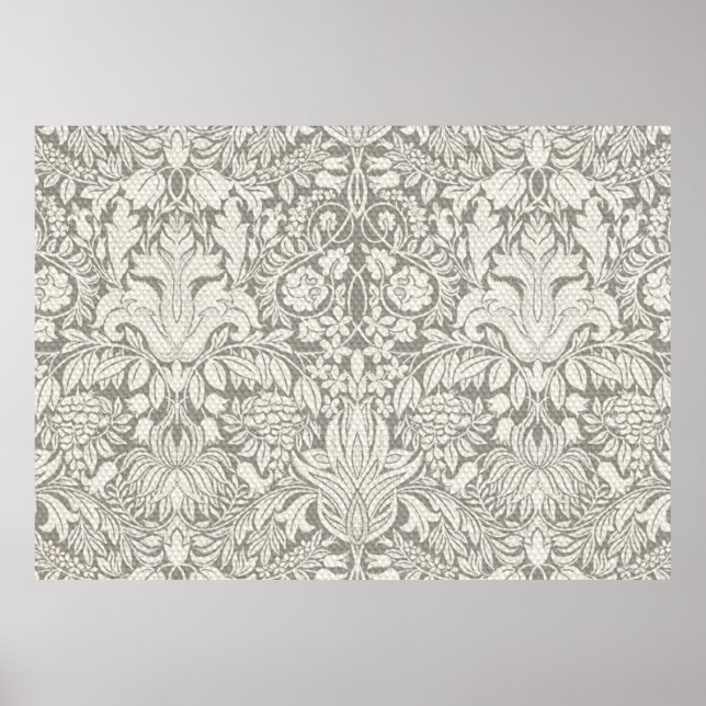 elegant formell vit damastspets brokad poster (Framsidan)