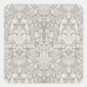 elegant formell vit damm snöre brocade fyrkantigt klistermärke