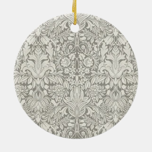 elegant formell vit damm snöre brocade julgransprydnad keramik (Baksidan)