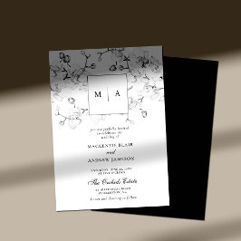 Elegant Formella Orkidéer Utandning Monogram Bröll Inbjudningar
