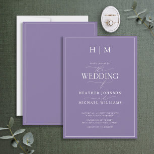 Elegant Formellt Lilac Lavender Calligraphy Bröllo Inbjudningar
