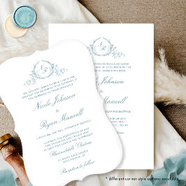 Elegant Formellt Monogram Sea Glass Bröllop Inbjudningar
