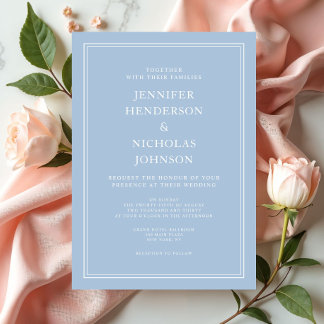 Elegant Formellt pulver Blue Bröllop Inbjudningar