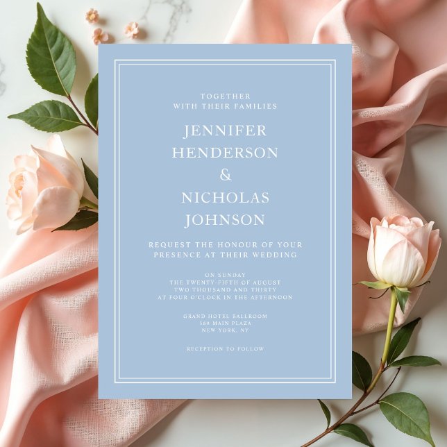 Elegant Formellt pulver Blue Bröllop Inbjudningar (Elegant Formal Powder Blue Wedding Invitation)
