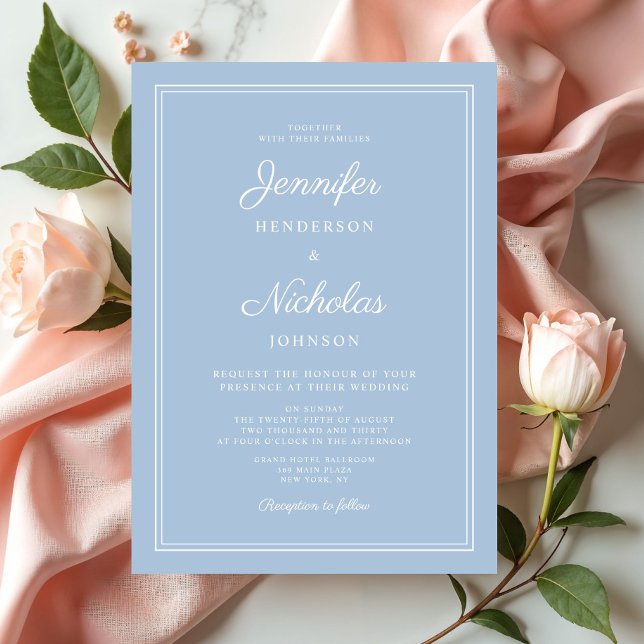 Elegant Formellt pulver Blue Bröllop Inbjudningar (Elegant Formal Blue Wedding Invitation)