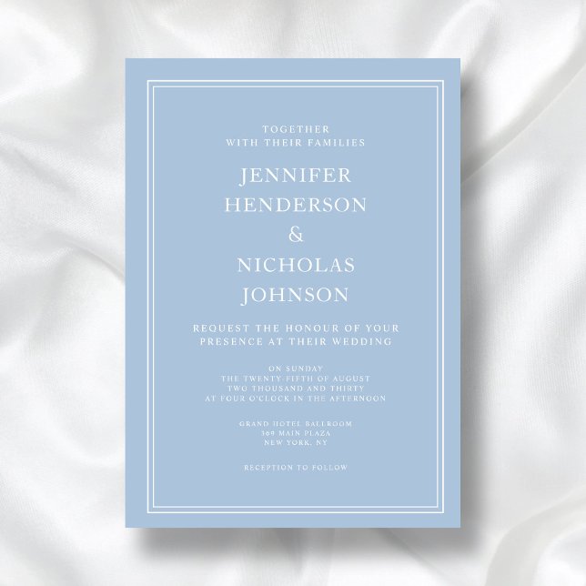 Elegant Formellt pulver Blue Bröllop Inbjudningar (Elegant Formal Powder Blue Wedding Invitation)