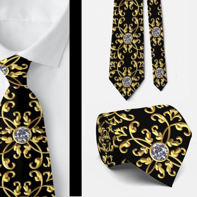 Elegant Formellt svart Guld och Diamant Slips (Skapare uppladdad)