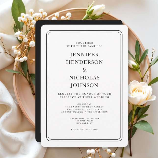Elegant Formellt svart och vitt Bröllop Inbjudningar (Elegant Formal Black And White Wedding Invitation)