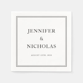 Elegant Formellt svart och vitt Bröllop Pappersservett