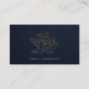 ELEGANT FORMELLT TRENDIG NAVY FAUX GULD LOTUS BLOM VISITKORT