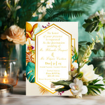 Elegant Formellt Tropical Destination Wedding Foil