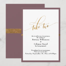 Elegant Försenad Bröllopsdag Lila & Guld Randig Ko Inbjudningar