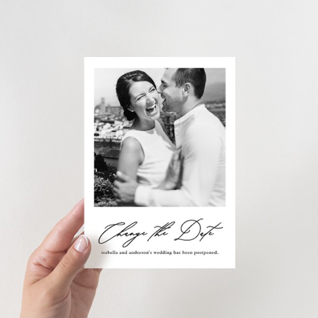 Elegant Försenat Bröllop med Nytt Datum Foto Meddelande (Skapare uppladdad)