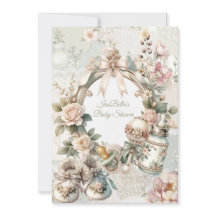 Elegant Första Blommande Baby Shower Inbjudan med