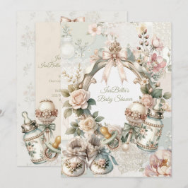 Elegant Första Blommande Baby Shower Inbjudan med