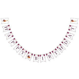 Elegant första födelsedag Burgundy Höst Vimplar