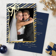 Elegant Första Gift Jul Ränder & Bow Gold