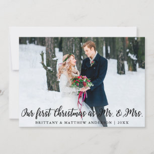 Elegant Första jul som Mr. och Mrs. Photo Card Inbjudningar