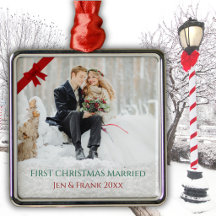 Elegant Första Julen Gift Jul Foto Ornament