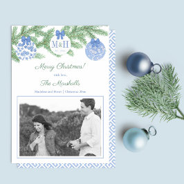 Elegant Första marristen jul Newlyweds Monogram Julkort
