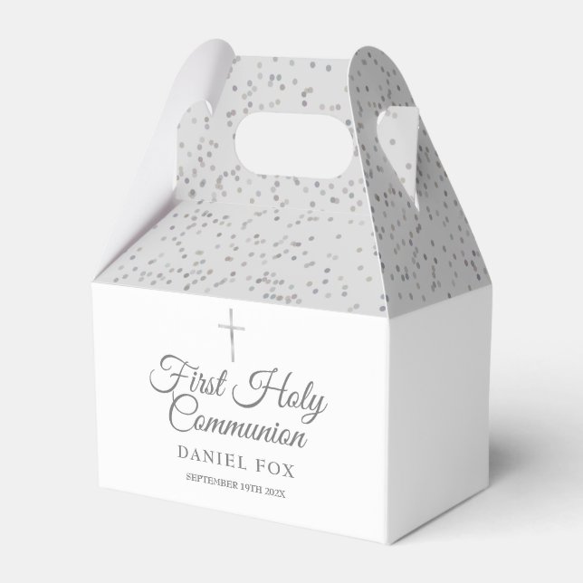 Elegant Första Nattvarden Silver Stjärnstoft Presentaskar (Framsidan Sidan)