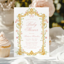 Elegant Förtrollad Rosa Blommig Ram Baby Shower