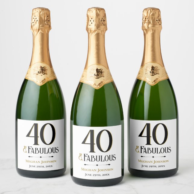 Elegant Forty and Fabulous Name Date Birthday (Flaskor)