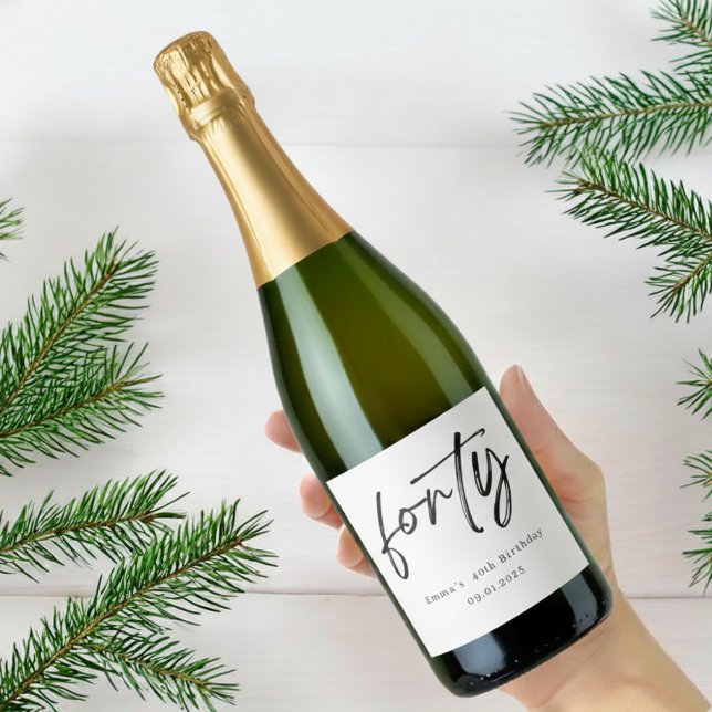 Elegant Forty Birthday Champagne Label (Skapare uppladdad)