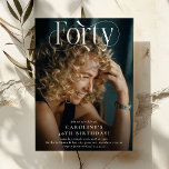 Elegant FORTY Photo 40 Birthday Party Inbjudningar<br><div class="desc">Fira de stora 4-0 i stil med vår anpassningsbar foto 40-årsinbjudningar! Känn din favorit bild i födelsedagsstjärnans front och center, perfekt kompletterad med ett elegant vitt dekorativt skript som läser FORTY. Med vår mall för enkel använda kan du lägga till din personliga beröring och se till att varje detalj bara...</div>