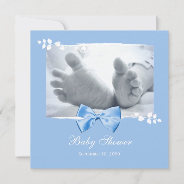 Elegant fot för pojkebaby showerbaby med inbjudningar (Framsida)