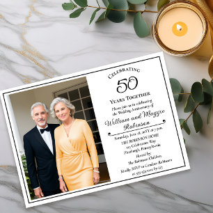 Elegant foto 50-års bröllopsjubileumsfest inbjudningar