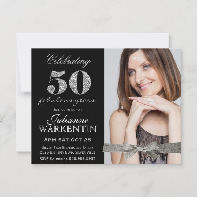 Elegant Foto 50:e födelsedagsfirandet Inbjudningar (Framsida)