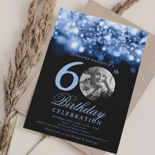 Elegant Foto 60:e födelsedagssmaren Midnight Glam Inbjudningar
