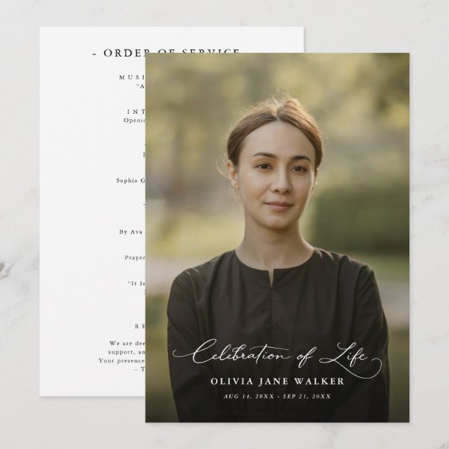 Elegant Foto - allmän minnesordning Program (Fram/baksida)