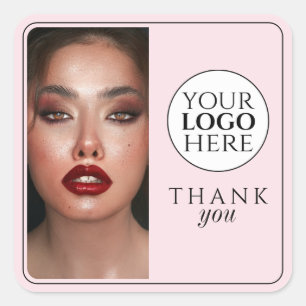 Elegant Foto Blush Rosa Logotyp Tack Makeup Fyrkantigt Klistermärke