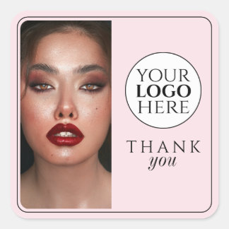 Elegant Foto Blush Rosa Logotyp Tack Makeup Fyrkantigt Klistermärke