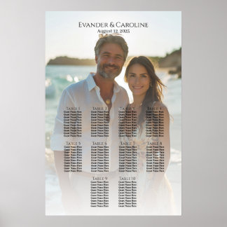 Elegant foto bröllop sittande diagram 10 bord poster