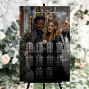 Elegant foto bröllop sittande diagram 10 bord poster