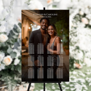 Elegant foto bröllop sittande diagram 12 bord poster