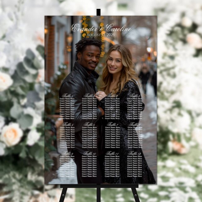 Elegant foto bröllop sittande diagram 12 bord poster (Skapare uppladdad)