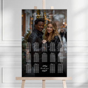 Elegant foto bröllop sittande diagram 14 bord poster