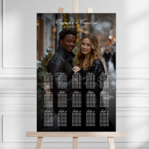 Elegant foto bröllop sittande diagram 15 bord poster