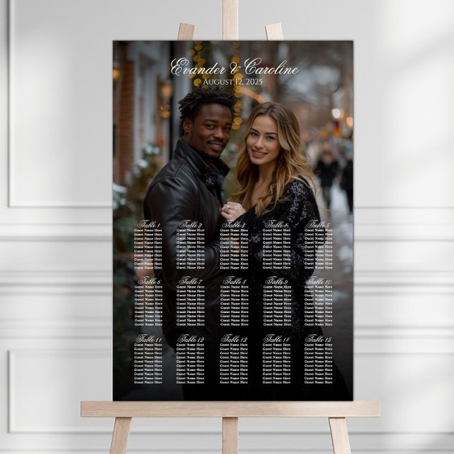 Elegant foto bröllop sittande diagram 15 bord poster (Skapare uppladdad)