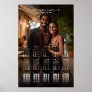 Elegant foto bröllop sittande diagram 15 bord poster