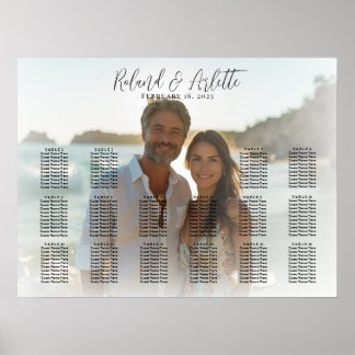 Elegant foto bröllop sittande diagram 16 bord poster